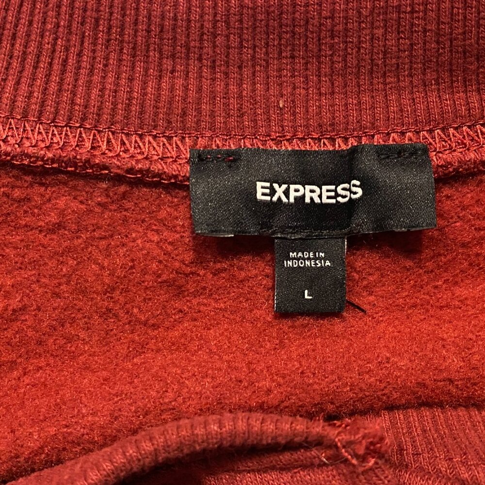 Express Rhinestone Button Henley Fleece Sweatshirt Crop boxy fit Size Large - Picture 5 of 10
